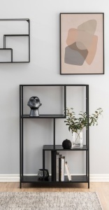 Biblioteca Seaford, Negru, 114x77x35 cm - Img 2