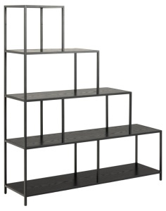 Biblioteca Seaford, Negru, 150x135x35 cm - Img 3