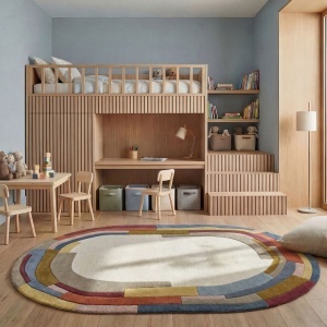 Covor oval Emryc Wool Multicolor 140x200 cm - Img 2
