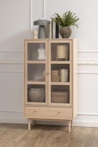Dulap cu vitrina Aston, Alb, 144.8x80x40 cm - Img 2