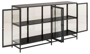 Dulap cu vitrina Seaford, Negru, 86.4x152.4x35 cm - Img 5