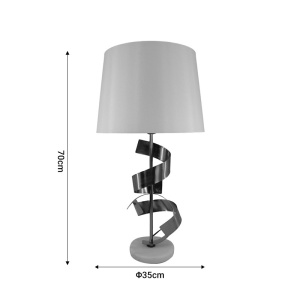 Éjjeli lámpa, E27, Lighted, arany fém és fehér szövet búra, 35x35x70 cm - Img 2