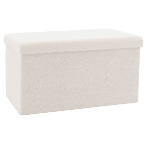 Előszobai pad tárolórekesszel, Forward, ivory boucle szövet, 76.5x38x37.5cm