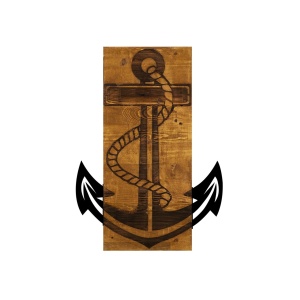 Fa és fém kép Anchor, dió, 41x58 cm - Img 2