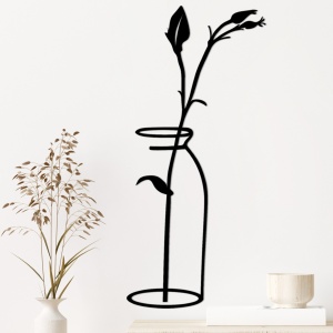 Fém fali kép Flower, fekete, 33x0.15x71 cm