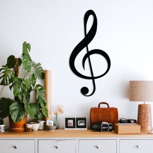 Fém fali kép Treble, fekete, 28x59 cm