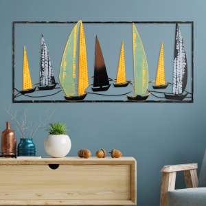 Fém fali kép Yelkenli, sokszínű, 40x90 cm