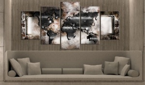 Festmény Graphite map, 100x50 cm - Img 2