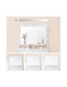Fésülködőasztal 9 égővel, Vasagle RDT120T10, fehér, 40 x 80 x 140 cm - Img 4
