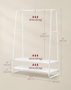 Fogas, Vasagle, fehér, 100x45x160 cm - Img 6