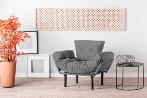 Fotel, Nitta, szürke, 135x70x45 cm