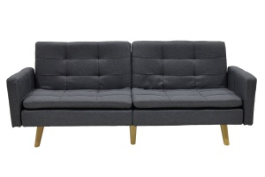 Kihúzható kanapé háromszemélyes, rugalmas, textil, sötétszürke, 198x87x76 cm - Img 3