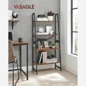 Könyvespolc, Vasagle, barna, 140x63.5x35.5 cm - Img 2