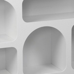 Konzolasztal polcokkal, Emersi, fehér, 164x34x76 cm - Img 8
