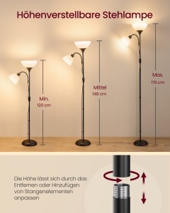 Lampadar LED Lusia, Negru, 38.5x23.5x176 cm - Img 4