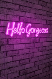 LED-es világító fali dekoráció, Hello Gorgeous, rózsaszín, 74x17x2 cm - Img 2