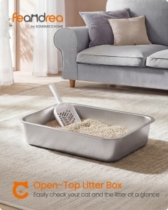 Litiera Feandrea, Boxal, Argintiu, 50x35x15 cm - Img 2