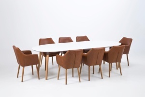 Masa dining Belina, Alb, 74x270x100 cm - Img 2