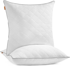 Megfordítható nyári-téli párna szett, Songmics, 100% poliészter, fehér, 80x80x18 cm, 2 db-os