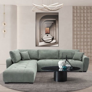 Megfordítható sarokkanapé, Gianco, Pako World, textil, menta, 298x208x85 cm - Img 2