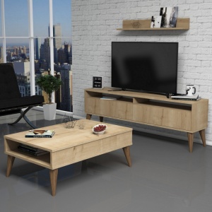 Nappali TV szekrény és dohányzóasztal szett, Living Best, tölgy