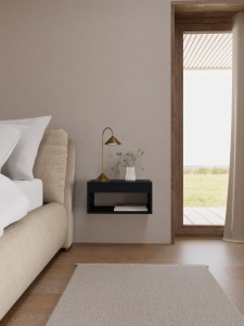 Noptiera Cholet, Negru, 24.5x50x35 cm