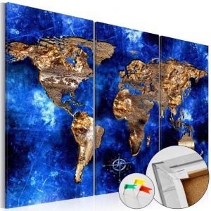 Parafa kép Golden Continents [Cork Map], 120x80 cm