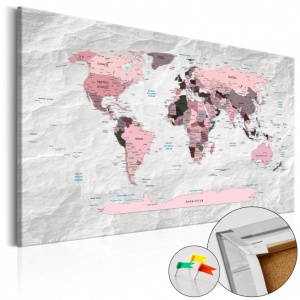 Parafa kép Pink Continents [Cork Map], 60x40 cm