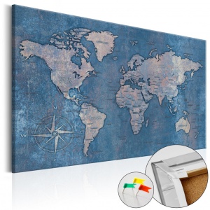 Parafa kép Sapphire Planet [Cork Map], 120x80 cm