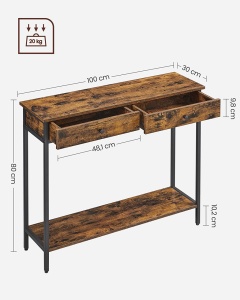 Polc, Vasagle, barna-fekete, 100x30x80 cm - Img 3