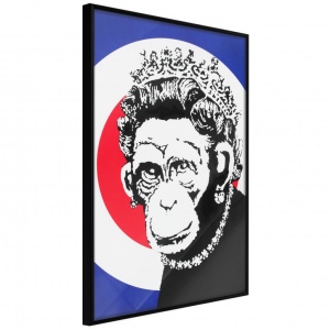 Poszter fekete kerettel, ""Banksy: Monkey Queen"", 40x60 cm