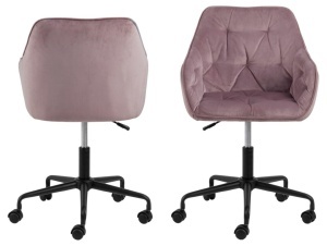 Scaun de birou Brooke, Roz prafuit, 88.5x59x58.5 cm - Img 3