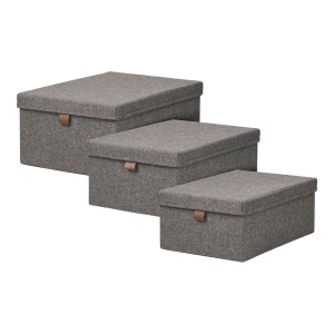 Set 3 piese Cutii de depozitare textile Noto, Gri inchis, 38x26x16 cm - Img 5