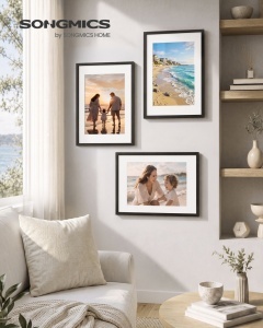 Set 3 piese Rame foto Kavi, Negru, 32x1.5x42 cm - Img 2
