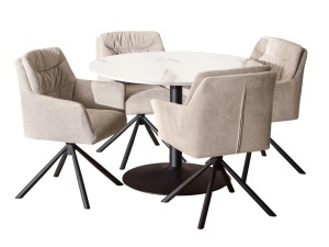 Set 5 piese Masa dining si Scaune Tarifa, Alb, 75x110x110 cm - Img 2