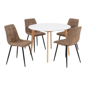 Set 5 piese Masa dining si scaune Vojens and Middelfart, Maro, 105x105x86 cm - Img 2