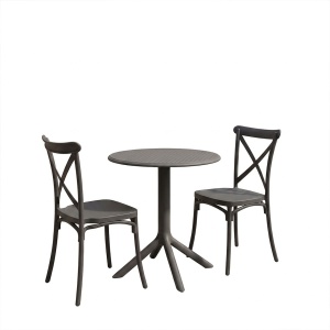 Set mobilier dining 3 piese Mercon Crossie, Antracit, 60x60x75 cm - Img 2