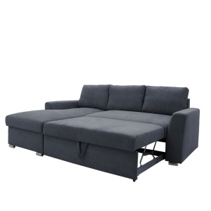 Set mobilier studenti coltar reversibil extensibil, masuta de cafea si comoda TV, 3 buc, Flux, Stejar, 236x164x88 cm - Img 4