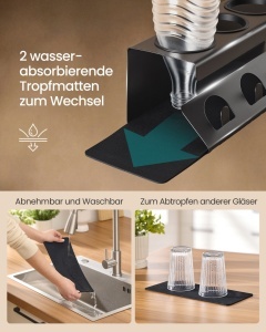 Suport uscare vase / sticle Songmics, Paxton, Negru, 30x13.7x11.7 cm - Img 4