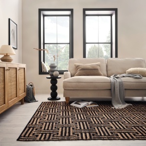 Szőnyeg, Flair Rugs Meander, juta, fekete, 120x170 cm