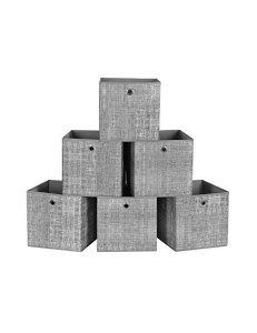 Tároló kocka szett, 6 darabos, Songmics, RFB02LG-3, szürke, 30 x 30 x 30 cm
