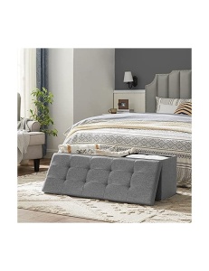 Tárolós pad, Songmics, LSF77G, szürke, 110x38x38 cm, 120 L - Img 3