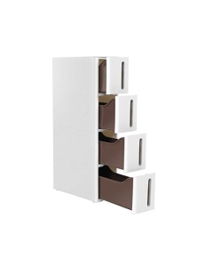 Tárolószekrény fiókokkal, Songmics, fehér/barna, 45 x 17 x 83 cm, KFR08WT - Img 1