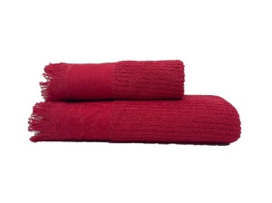 Törölköző szett 2 darabos, Biella, piros, 100% pamut, 50x100 és 70x140 cm