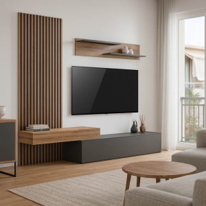 TV komód szett, Litende, sötétszürke, 249.4x42.2x199.5 cm
