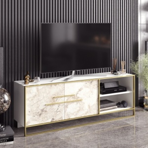 TV-konzol, Polka, arany színű, 160x56.6x38.5 cm