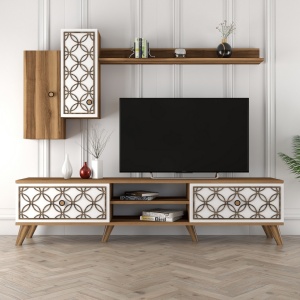 TV-szekrény, Class S, Dió, Fehér