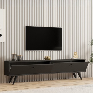 TV-szekrény, Jate, Sötétszürke, 160x25x40 cm - Img 3