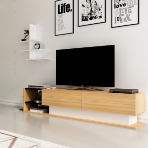 TV-szekrény, Liza, Teak, Fehér - Img 2
