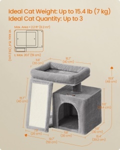 Ansamblu de joaca pentru pisici Clawfy, Gri, 50x30x48 cm - Img 6
